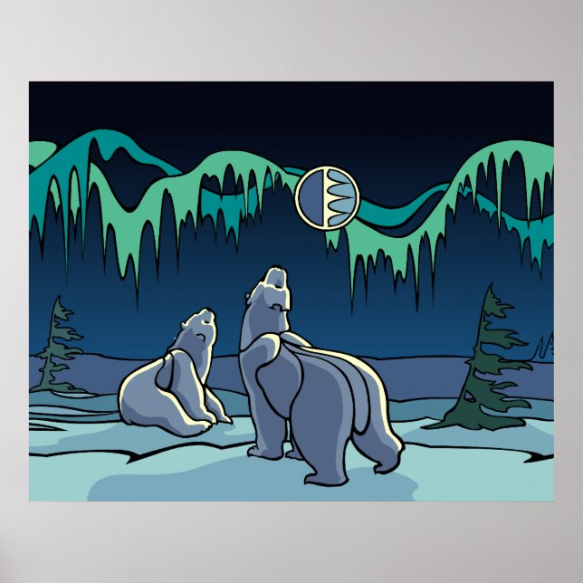 Polar Bear Art Poster Skriv ut första nationens vi (Framsidan)