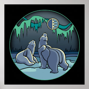 Polar Bear Art Poster Skriv ut första nationens vi