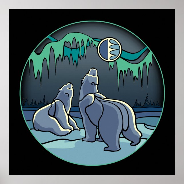 Polar Bear Art Poster Skriv ut första nationens vi (Framsidan)