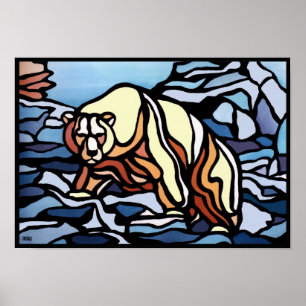 Polar Bear Art Poster Skriv ut första nationens vi