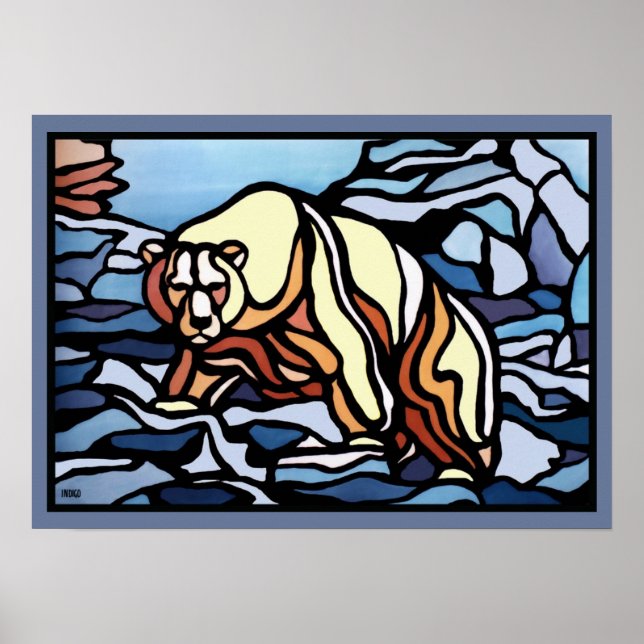 Polar Bear Art Print First Nation Wildlife Poster (Framsidan)