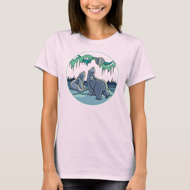 Polar Bear Art Shirt Women's Plus Storlek Bear Shi Tröja (Framsida)