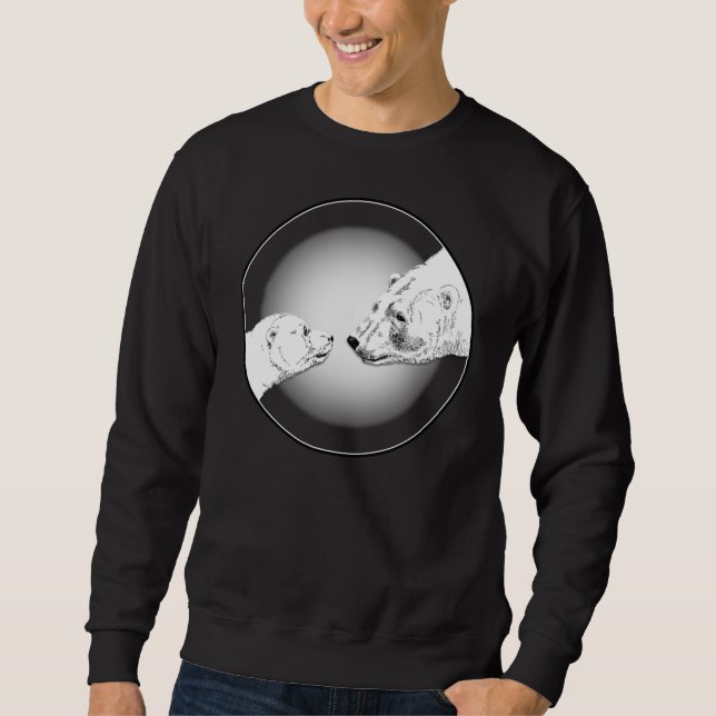 Polar Bear Art Sweatshirt Cute Baby Bear Shirts (Framsida)