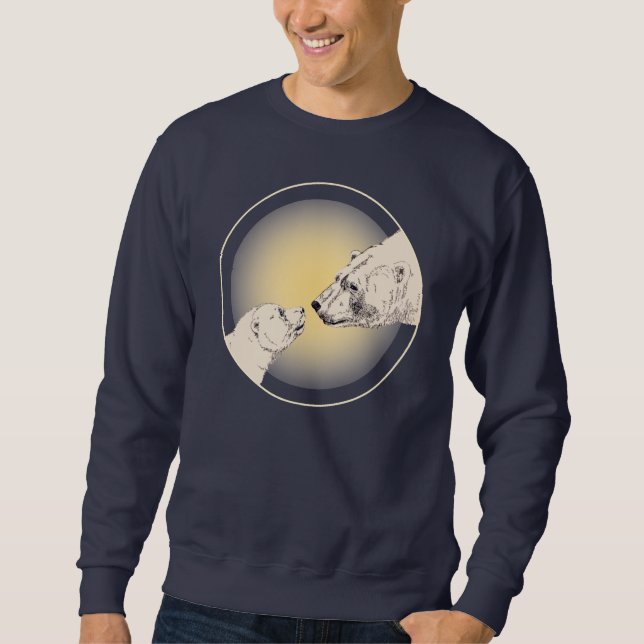 Polar Bear Art Sweatshirt Cute Baby Bear Shirts (Framsida)