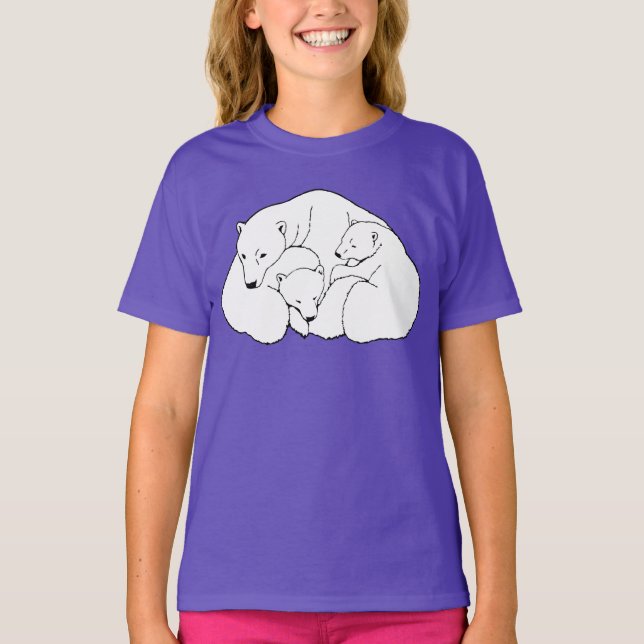 Polar Bear Art T-shirt Girl's Organic Bear Shirt (Framsida)