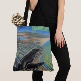 Polar Bear Art Tote Bag Beluga Whale Art Bag Tygkasse