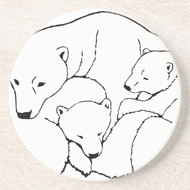 Polar Bear Art Underlägg Bear & Unge Underlägg Sandsten (Framsidan)