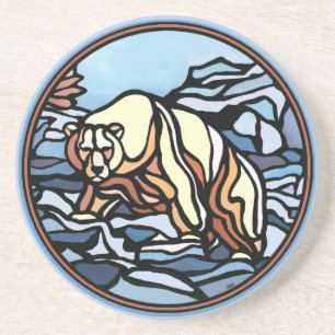 Polar Bear Art Underlägg Native Art Bear Underlägg Sandsten