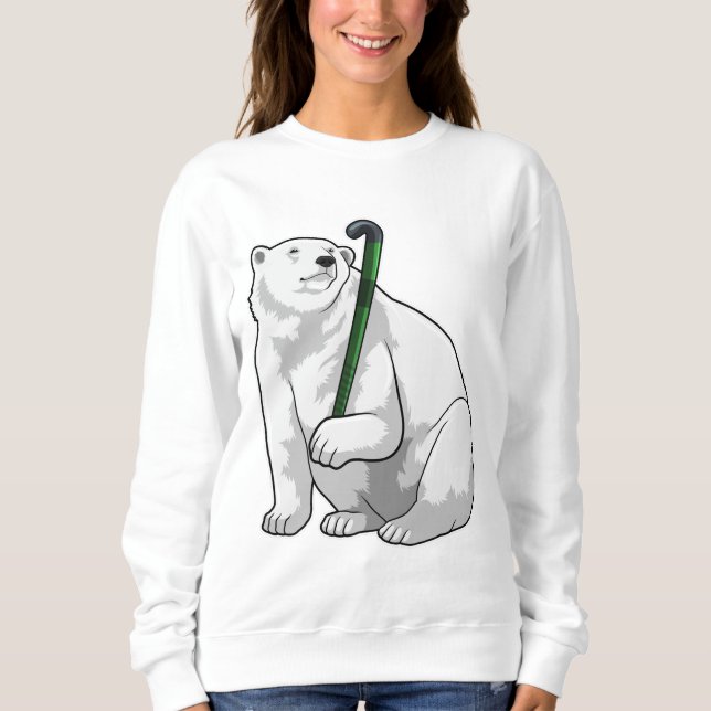 Polar bear at Hockey with Hockey stick T Shirt (Framsida)