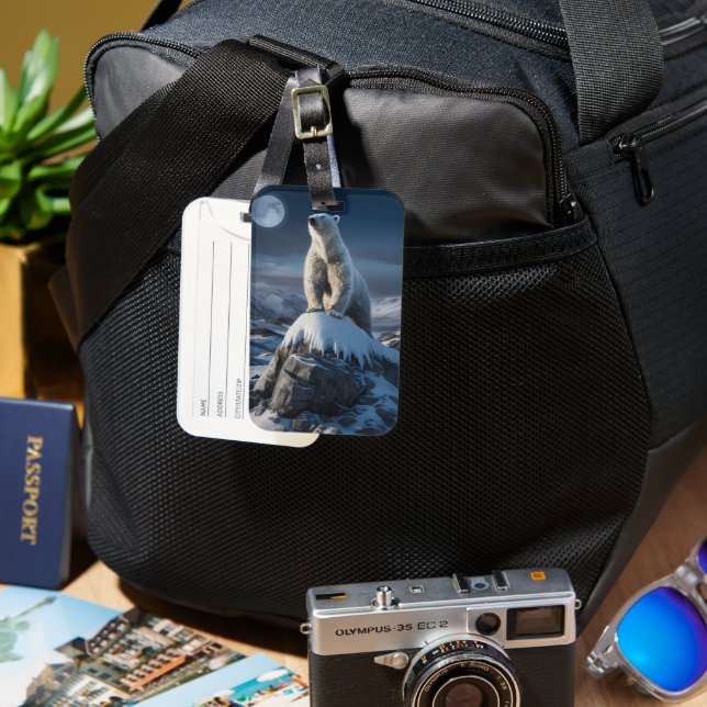 Polar Bear Atop Frosty Heights Bagagebricka (Framsida & Baksida)