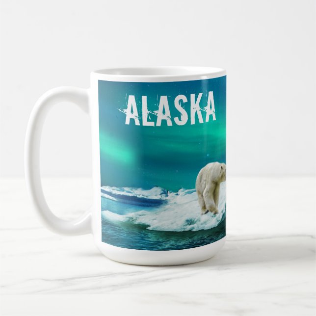 Polar Bear Aurora Borealis Alaska Mugg (Vänster)