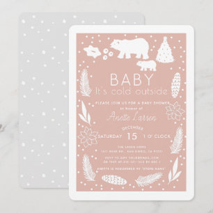 Polar Bear Baby Det är Kall utanför Rosa Babykläde Inbjudningar