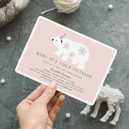 Polar Bear Baby Det är Kall utanför Rosa Babykläde Inbjudningar