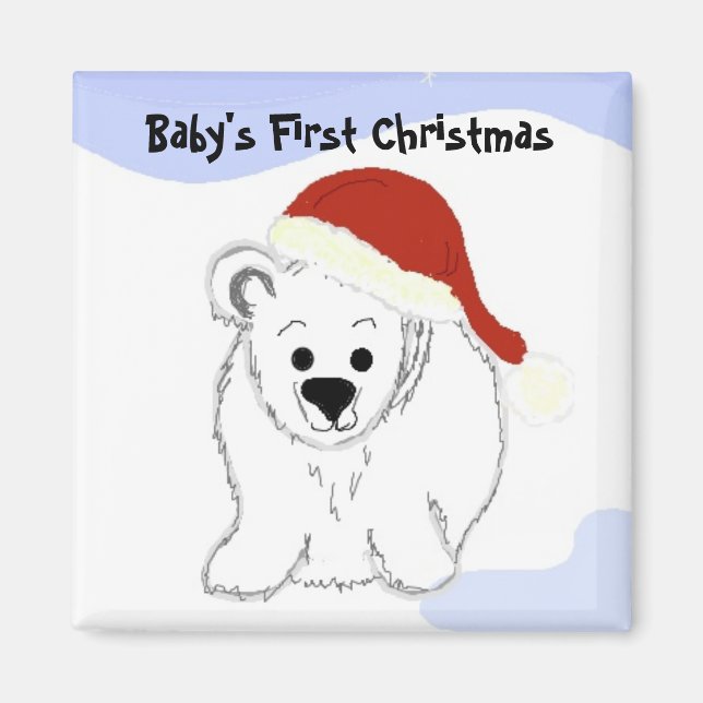 Polar Bear Baby Första jul Magnet (Framsidan)