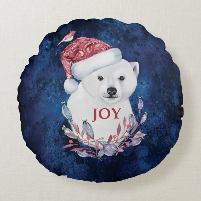 Polar Bear Baby Hat Bird Jul Joy Rund Kudde (Framsidan)