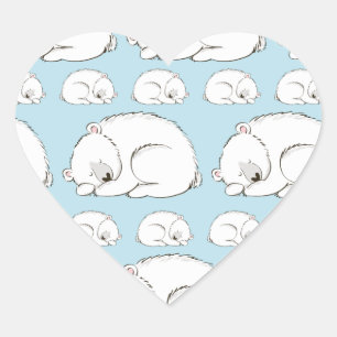 Polar Bear Baby Shower Hjärtformat Klistermärke