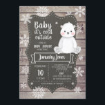 Polar Bear Baby Shower-inbjudan i könsuppehåll Inbjudningar<br><div class="desc">Kolla in denna förtjusande könsneutrala polar med inbjudningar. Den här söta vinterkallelsen har en söt polar med en vinter-hatt. Inbjudan är designad med en bakgrund av trä och chalkboard och snöflingor som skapar en mysigt rustik känsla. Anpassa din inbjudan till gästen av hedersgästen namn och evenemangsdetaljer i vacker dekorativ typografi....</div>