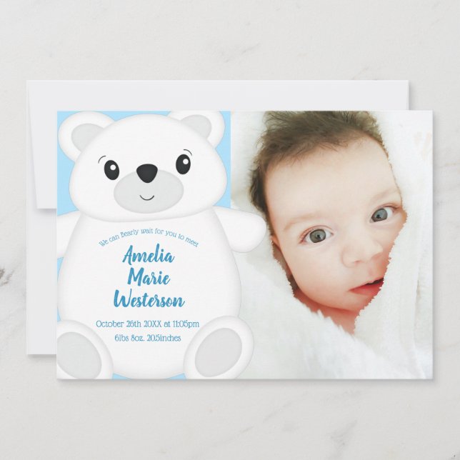 Polar Bear Baby Shower Inbjudningar (Framsida)