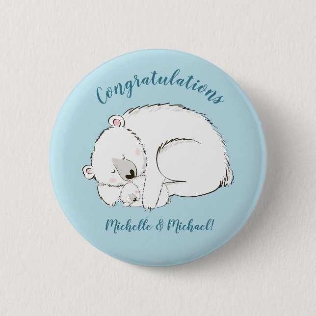 Polar Bear Baby Shower Knapp (Framsida)