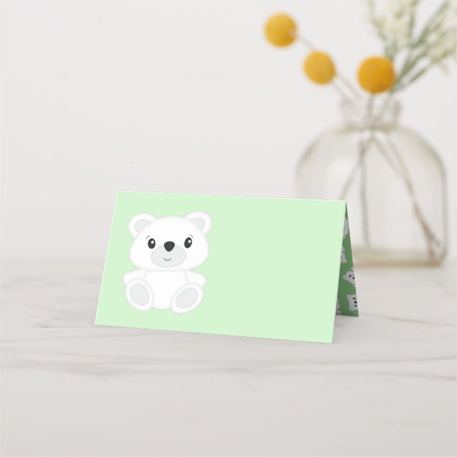 Polar Bear Baby Shower Placeringskort (Framsida)