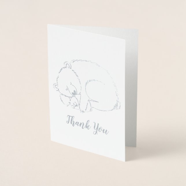Polar Bear Baby Shower Rosa Girl Girl Folierat Kort (Framsida)