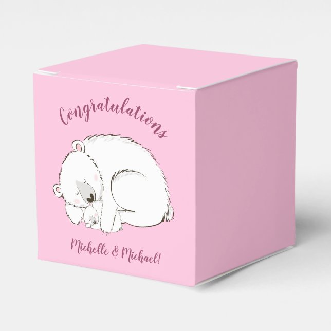 Polar Bear Baby Shower Rosa Girl Girl Presentaskar (Framsidan Sidan)