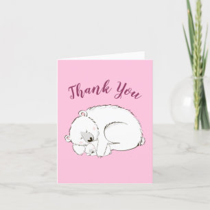 Polar Bear Baby Shower Rosa Girl Girl Tack Kort