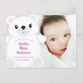 Polar Bear Baby Shower Rosa Vykort