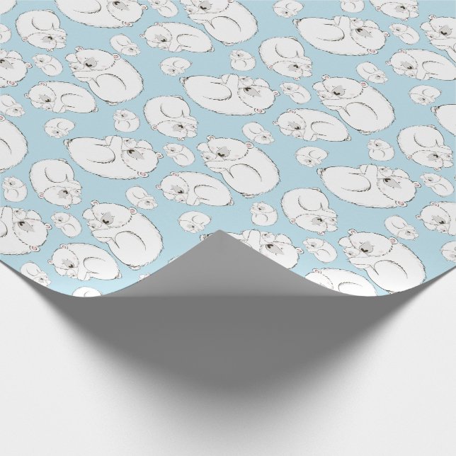 Polar Bear Baby Shower Winter Blue Boy Presentpapper (Hörn)