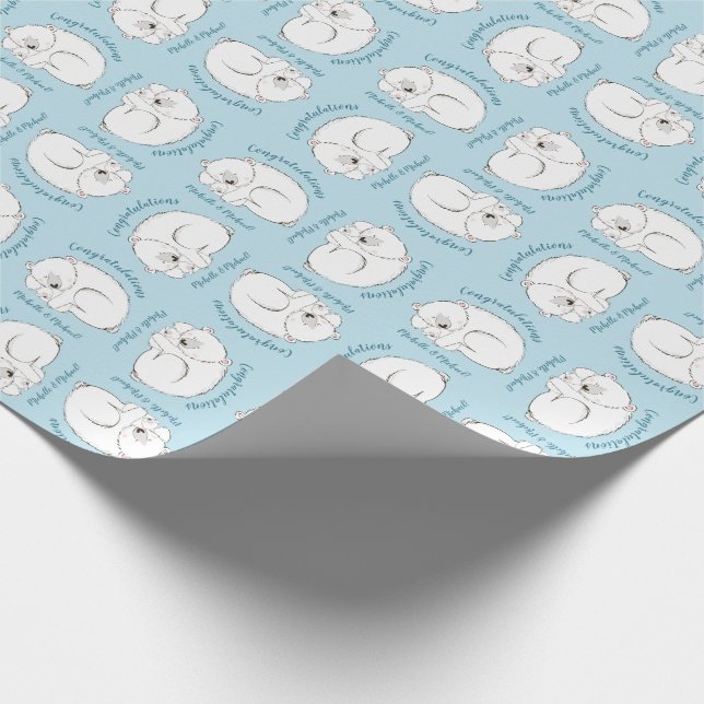 Polar Bear Baby Shower Winter Blue Boy Presentpapper (Hörn)