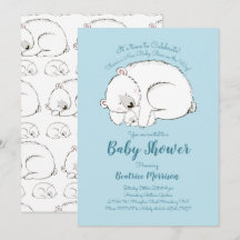 Polar Bear Baby Shower Woodland Winter Boy Blue