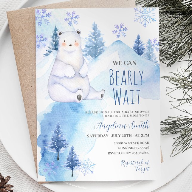 Polar Bear Barly Wait Mountain Baby Shower Inbjudningar (Skapare uppladdad)
