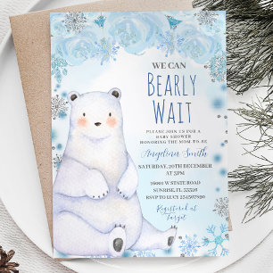 Polar Bear Barly Wait Mountain Blue Baby Shower Inbjudningar