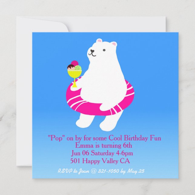 Polar Bear Bassäng Party Inbjudningar (Framsida)