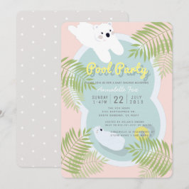 Polar Bear Bassäng Rosa Baby Shower-inbjudan för   Inbjudningar