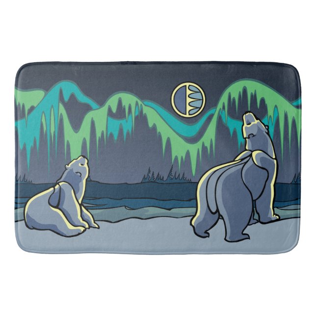Polar Bear Bathmat Native Art Bath Decor Customica Badrumsmatta (Framsidan)