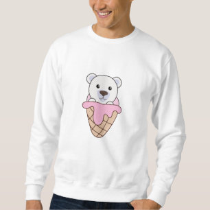 Polar Bear Bears Rosa Ice Cream Waffle Cute Lång Ärmad Tröja