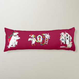 Polar Bear Beaver och Puffin Whimsisk jul Kroppskudde