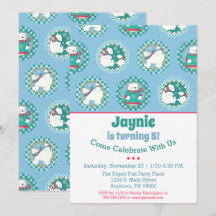 Polar Bear Birthday bjudande Vinterblått Party