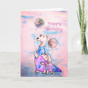 Polar Bear Birthday Bubballons Kort