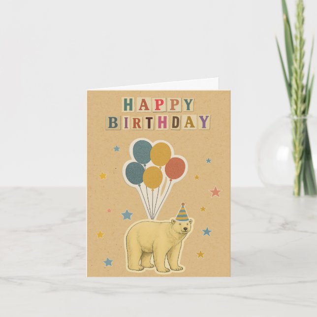 Polar Bear Birthday Card - Arktiska djur Kort (Framsida)