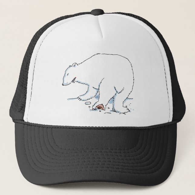 Polar Bear black and white foam trucker hat Keps (Framsida)
