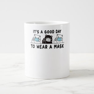 Polar Bear Black Bear med Ansikte Mask Cute Funny Jumbo Mugg