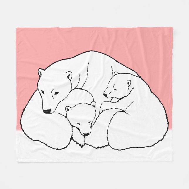 Polar Bear Blanket Mor och Twin Bear Unge Blankett Fleecefilt (Framsidan (Horisontell))