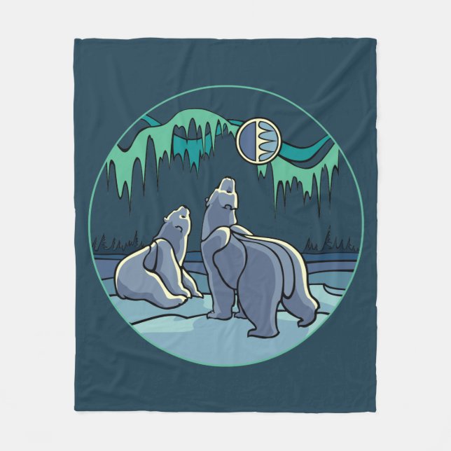 Polar Bear Blanket Northern Ljus Bear Blankets Fleecefilt (Framsidan)