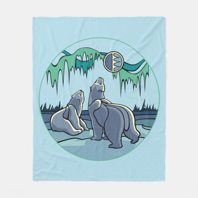Polar Bear Blanket Northern Ljus Bear Blankets Fleecefilt (Framsidan)