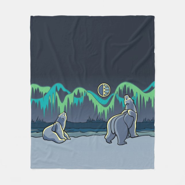 Polar Bear Blanket Northern Ljus Bear Blankets Fleecefilt (Framsidan)