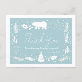 Polar Bear Blue Birthday Tack vykort