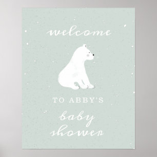 Polar Bear Blue Snö Baby Shower Välkommen Poster