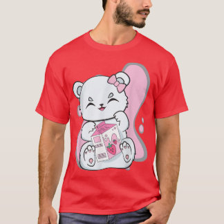 Polar Bear Boba Strawberry Milk Tea Cute Anime Kaw T Shirt